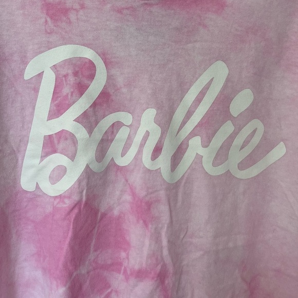 NWOT Pink Barbie Tie-Dye Cropped Graphic Tee T-Shirt XL - Picture 5 of 10